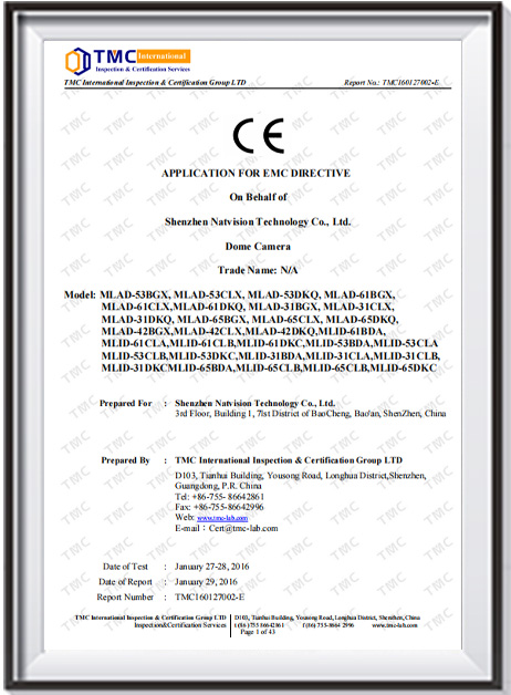 Dome Cam EMC Report TMC160127002-E